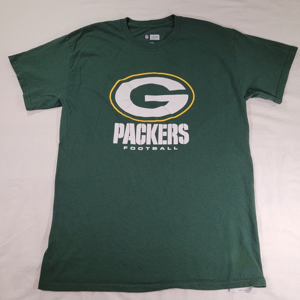 NFL Team Apparel Green Bay Packers Mens Green Graphic T-Shirt Size Medium